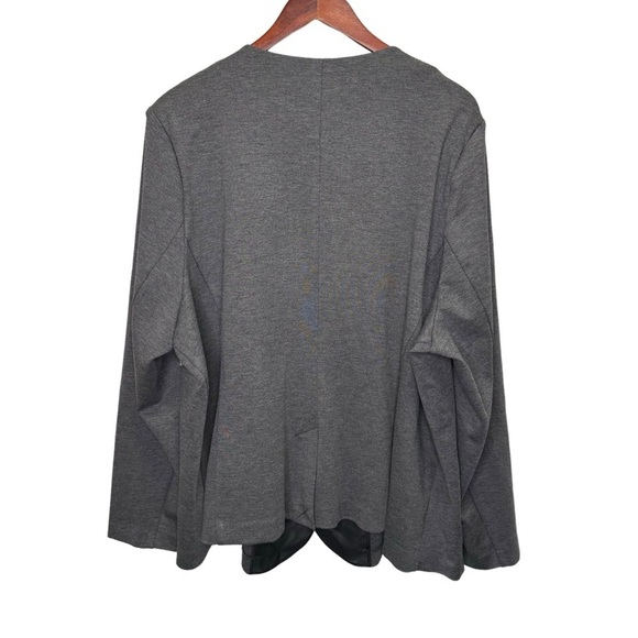 Addition Elle Michel Studio Grey Lightweight Blazer Faux Leather Detail Size 24 - Picture 2 of 11